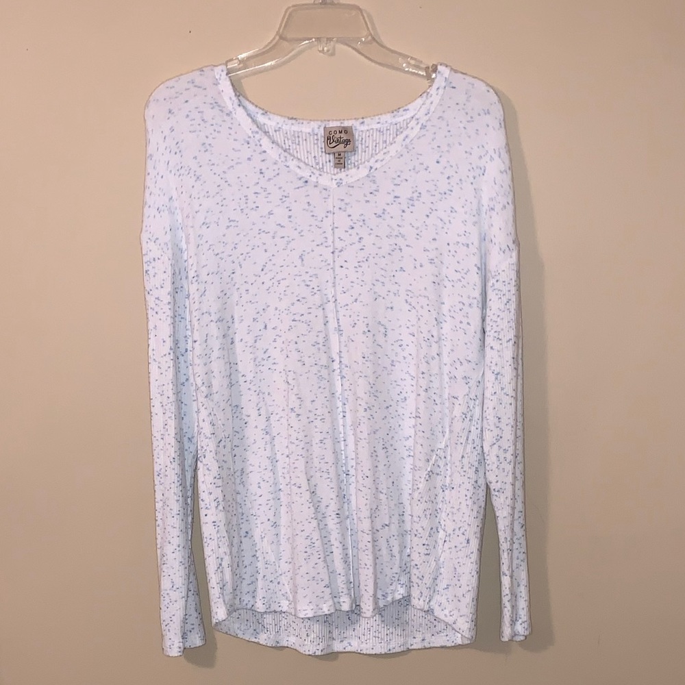 White Sweater With Blue Speckles